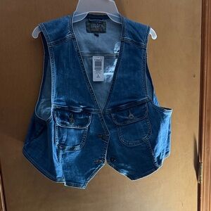 Torrid Blue Denim Vest with Button Details